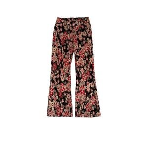 Free People Rita Flare Pull On Pants Black Boho Floral Stretchy Trousers Size S